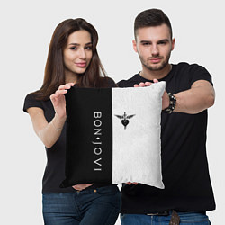 Подушка квадратная BON JOVI BLACK WHITE, цвет: 3D-принт — фото 2