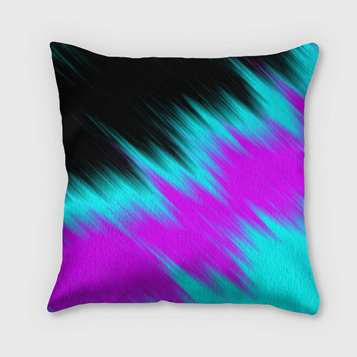 Подушка квадратная НЕОНОВЫЕ ПОЛОСЫ И НИЧЕГО ЛИШНЕГО NEON STRIPES / 3D-принт – фото 2