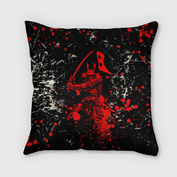 Подушка квадратная Красный Японский Самурай Samurai, цвет: 3D-принт