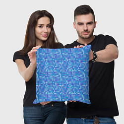 Подушка квадратная Голубая пиксель абстракция, цвет: 3D-принт — фото 2