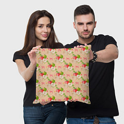 Подушка квадратная Яблоки паттерн, цвет: 3D-принт — фото 2