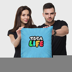 Подушка квадратная Toca Life: Logo, цвет: 3D-принт — фото 2