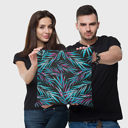 Подушка квадратная Листья Пальм Неон, цвет: 3D-принт — фото 2