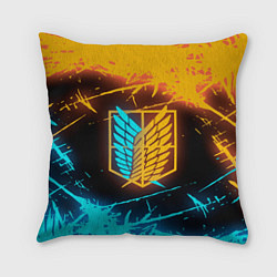 Подушка квадратная Атака Титанов: Подсветка Неона, цвет: 3D-принт