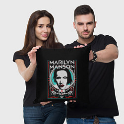 Подушка квадратная Marilyn Manson - We are chaos, цвет: 3D-принт — фото 2
