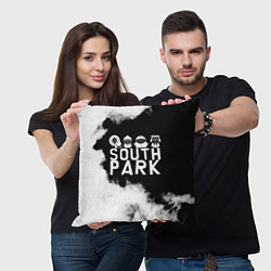 Подушка квадратная Все пацаны на черном фоне Южный Парк, цвет: 3D-принт — фото 2