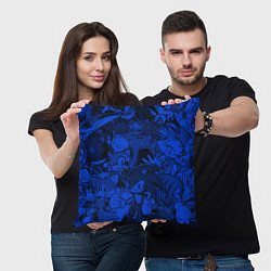 Подушка квадратная SONIC BLUE PATTERN СИНИЙ ЁЖ, цвет: 3D-принт — фото 2