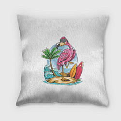 Подушка квадратная Фламинго На Острове, цвет: 3D-принт