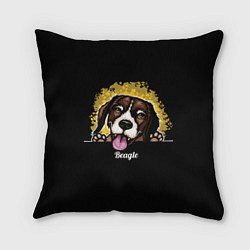 Подушка квадратная Бигль Beagle, цвет: 3D-принт