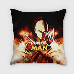 Подушка квадратная Огненный Сайтама One Punch-Man, цвет: 3D-принт