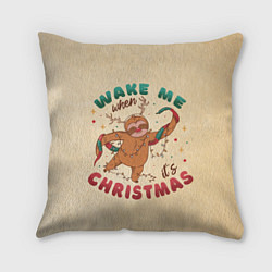 Подушка квадратная Новогодний ленивец, цвет: 3D-принт