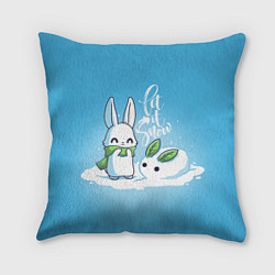 Подушка квадратная Let it snow Зайчик и снежок, цвет: 3D-принт
