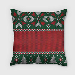 Подушка квадратная Knitted Christmas Pattern, цвет: 3D-принт