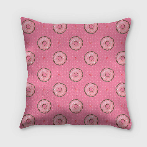 Подушка квадратная Розовые пончики паттерн / 3D-принт – фото 2