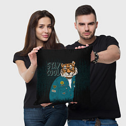 Подушка квадратная Крутой фурри тигр, цвет: 3D-принт — фото 2
