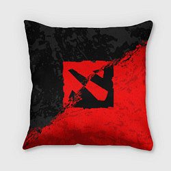 Подушка квадратная DOTA 2 RED BLACK LOGO, БРЫЗГИ КРАСОК, цвет: 3D-принт