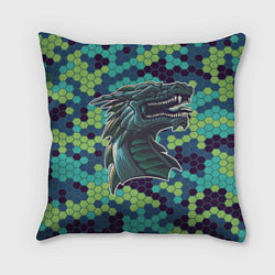 Подушка квадратная Голова дракона в пикселях, цвет: 3D-принт