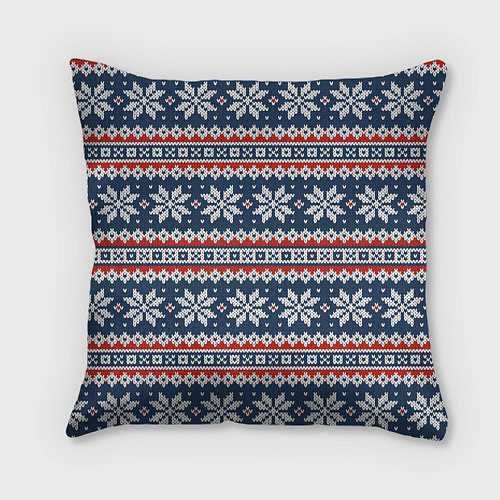 Подушка квадратная Knitted Christmas Pattern / 3D-принт – фото 2