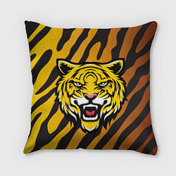 Подушка квадратная Рычащий тигр голова