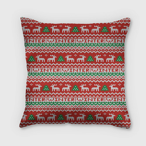 Подушка квадратная Deer Christmas Pattern / 3D-принт – фото 2