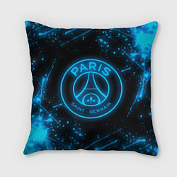 Подушка квадратная PSG NEON STYLE SPORT ПСГ НЕОН, цвет: 3D-принт