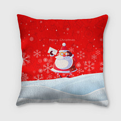 Подушка квадратная Дед Мороз с подарочным конвертом, цвет: 3D-принт