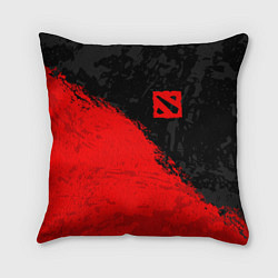 Подушка квадратная DOTA 2 RED LOGO, БРЫЗГИ КРАСОК, цвет: 3D-принт