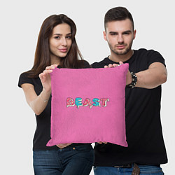 Подушка квадратная Mr Beast Donut Pink edition, цвет: 3D-принт — фото 2