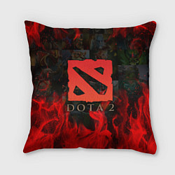 Подушка квадратная DOTA 2 ЛОГО В ОГНЕ, ПЕРСОНАЖИ, цвет: 3D-принт