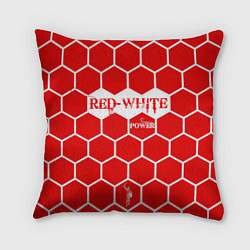 Подушка квадратная Красно-Белая Сила, цвет: 3D-принт