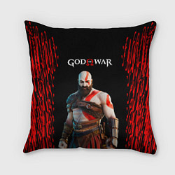 Подушка квадратная God of War красные разводы, цвет: 3D-принт