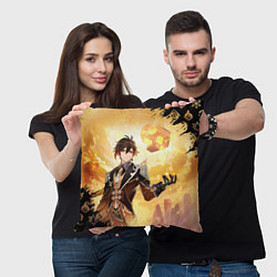 Подушка квадратная ЧЖУН ЛИ ОРДЕР ГЕНШИН ИМПАКТ, цвет: 3D-принт — фото 2