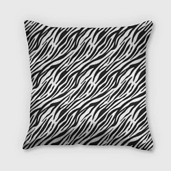 Подушка квадратная Чёрно-Белые полоски Зебры, цвет: 3D-принт