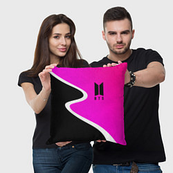 Подушка квадратная K-pop БТС Логотип, цвет: 3D-принт — фото 2