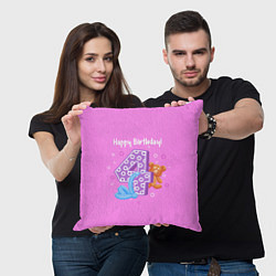 Подушка квадратная Четвертый день рождения, цвет: 3D-принт — фото 2