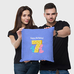 Подушка квадратная Седьмой день рождения, цвет: 3D-принт — фото 2