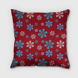 Подушка квадратная Снежинки Черепа красный, цвет: 3D-принт