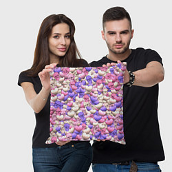 Подушка квадратная Сердечки-черепушки, цвет: 3D-принт — фото 2