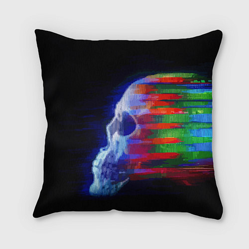 Подушка квадратная Color glitch skull / 3D-принт – фото 2