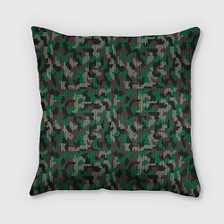 Подушка квадратная Зелёный Вязаный Камуфляж, цвет: 3D-принт