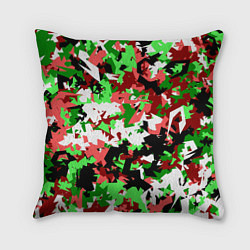 Подушка квадратная Красно-зеленый камуфляж, цвет: 3D-принт
