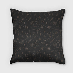 Подушка квадратная Паттерн пентаграмма черный, цвет: 3D-принт