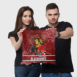 Подушка квадратная Chicago Blackhawks , Чикаго Блэкхокс, цвет: 3D-принт — фото 2