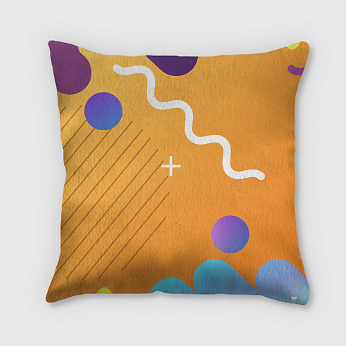 Подушка квадратная Бабл квас Bubble kvass геометрический фон / 3D-принт – фото 2