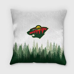 Подушка квадратная Minnesota Wild, Миннесота Уайлд Лес, цвет: 3D-принт