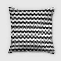 Подушка квадратная Черно-белые сердца, цвет: 3D-принт