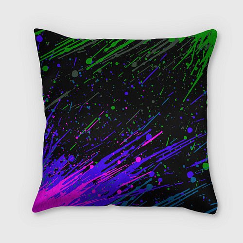 Подушка квадратная Skoda разноцветные брызги / 3D-принт – фото 2