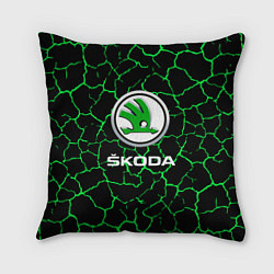 Подушка квадратная Skoda трещины, цвет: 3D-принт