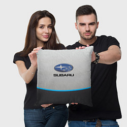 Подушка квадратная Subaru Неоновая полоса, цвет: 3D-принт — фото 2