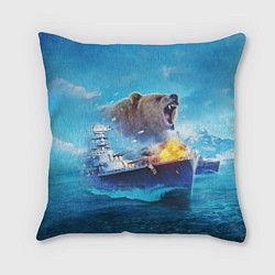 Подушка квадратная Медведь ВМФ, цвет: 3D-принт